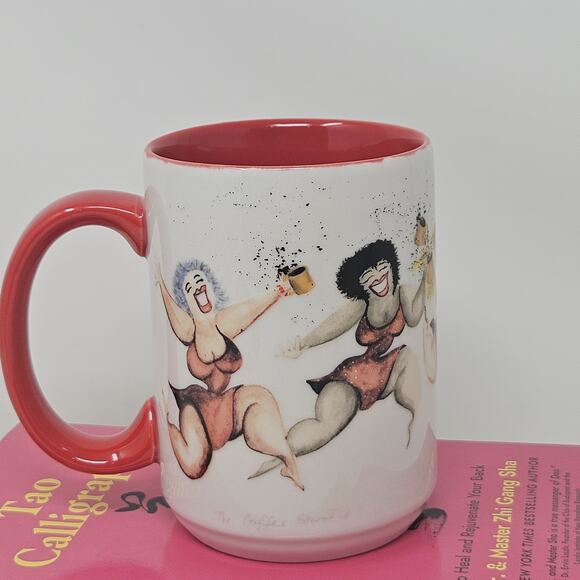 Jill Neal Gallery Mug Wild Women Coffee Dancing Ladies White/ Red C15 - Picture 2 of 6